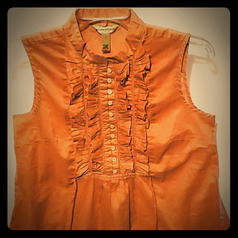 Banana Republic Orange Ruffled Blouse
